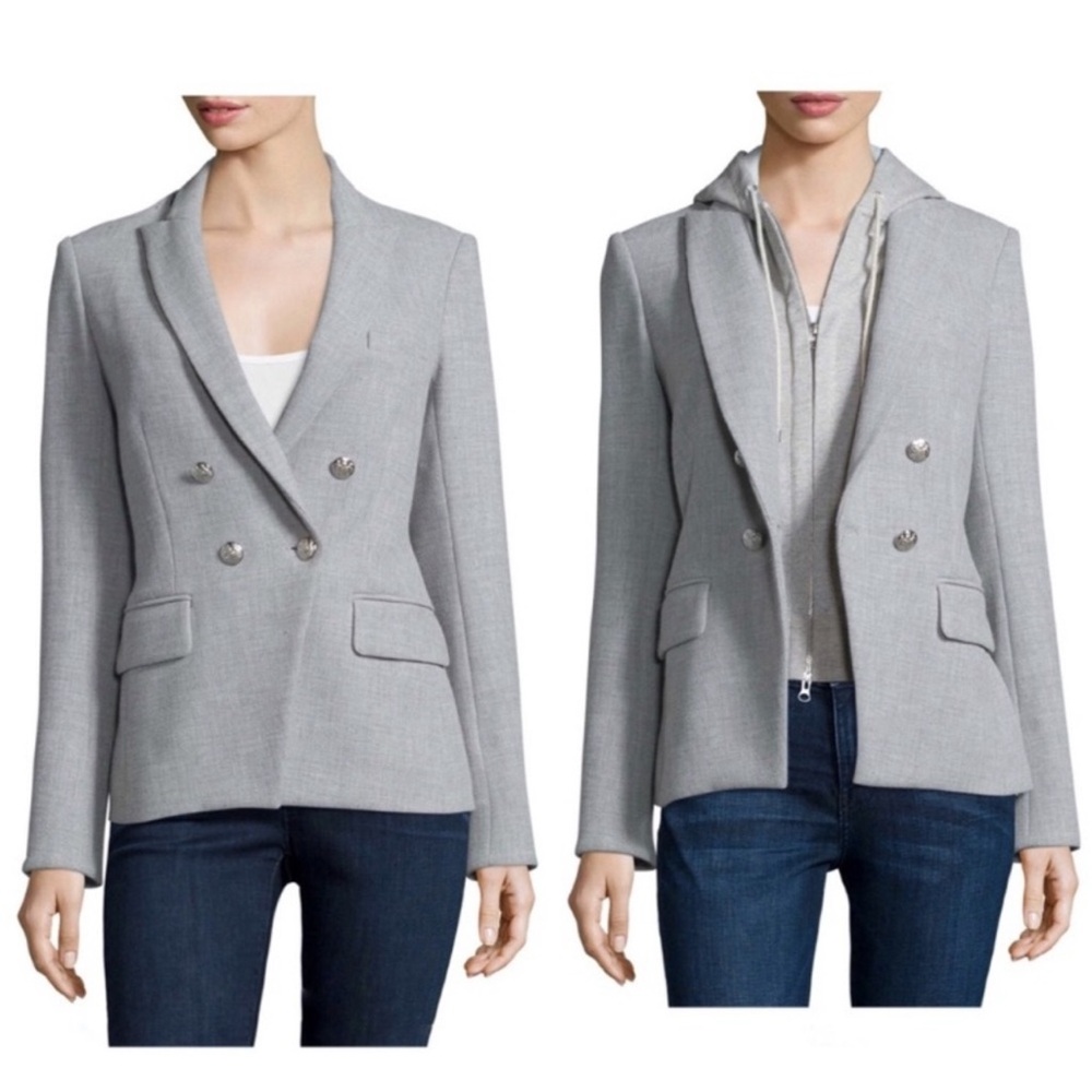 Veronica Beard Gray Blazer with Detachable Hoodie